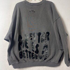 Elwood sweatshirt sz L Organic Cotton Oversized gray Baggy "A better me.." form